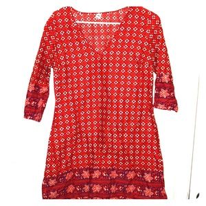 100%COTTON+RED TUNIC DRESS//OLD NAVY